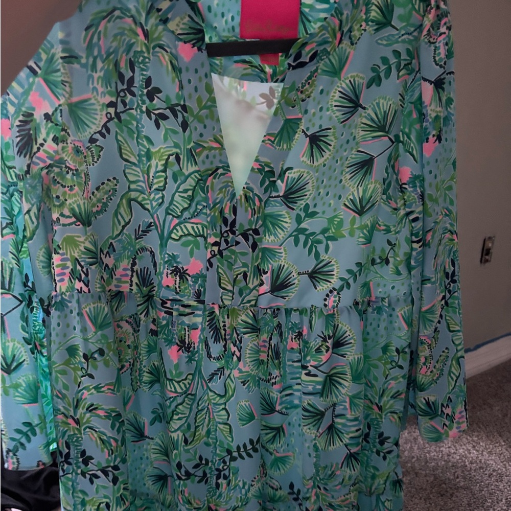 Lilly Pulitzer Green and Pink Floral Dress